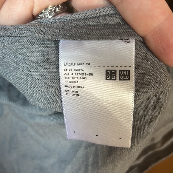 Uniqlo Gray Linen Blend V-Neck Cap Sleeve Pullover Blouse Top Size XS - Picture 4 of 6